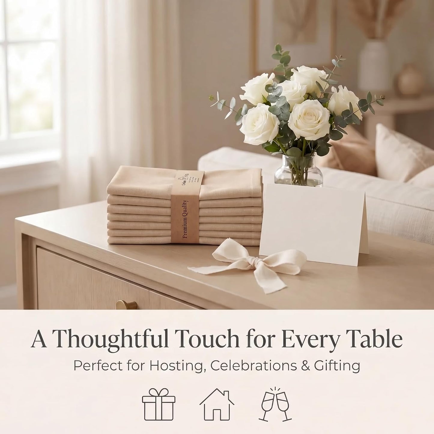 Urban Villa Cloth Napkins Cotton 20x20 (Set of 12) Taupe