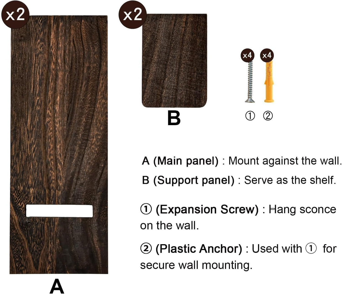 Farmhouse Wall Planter for Small Spaces / Dark Walnut / Set of 2