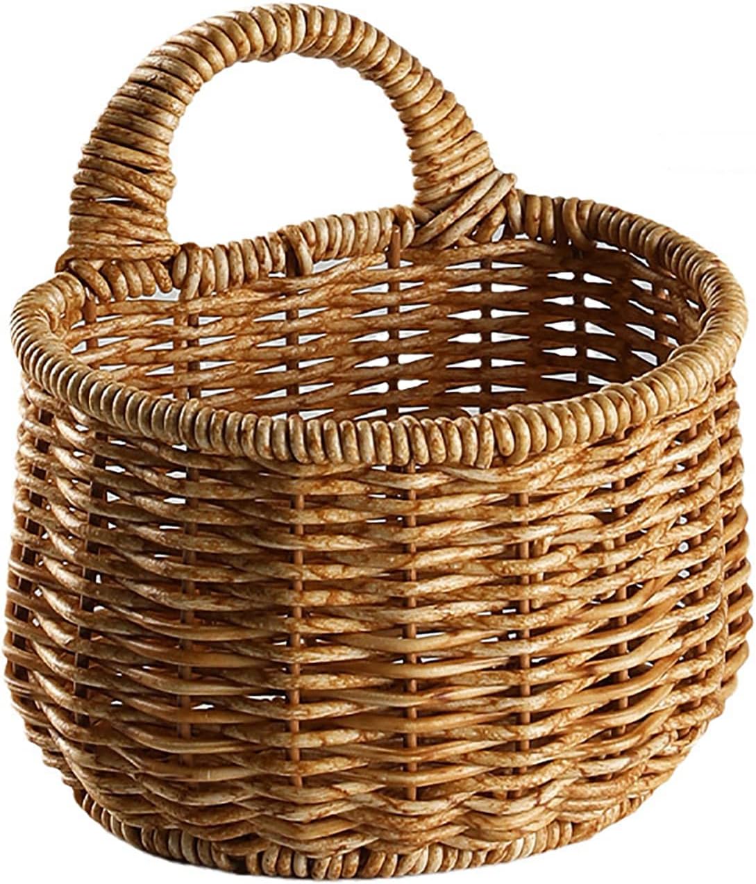 Hanging Wicker Rattan Basket Hand-Woven Wood Storage Basket / A:13*13cm
