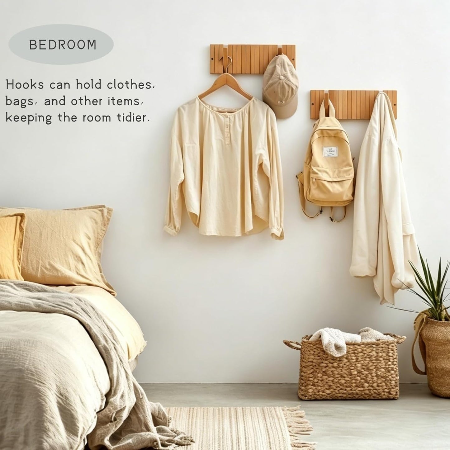 Decorative Wooden Wall Hooks / Natural Beech