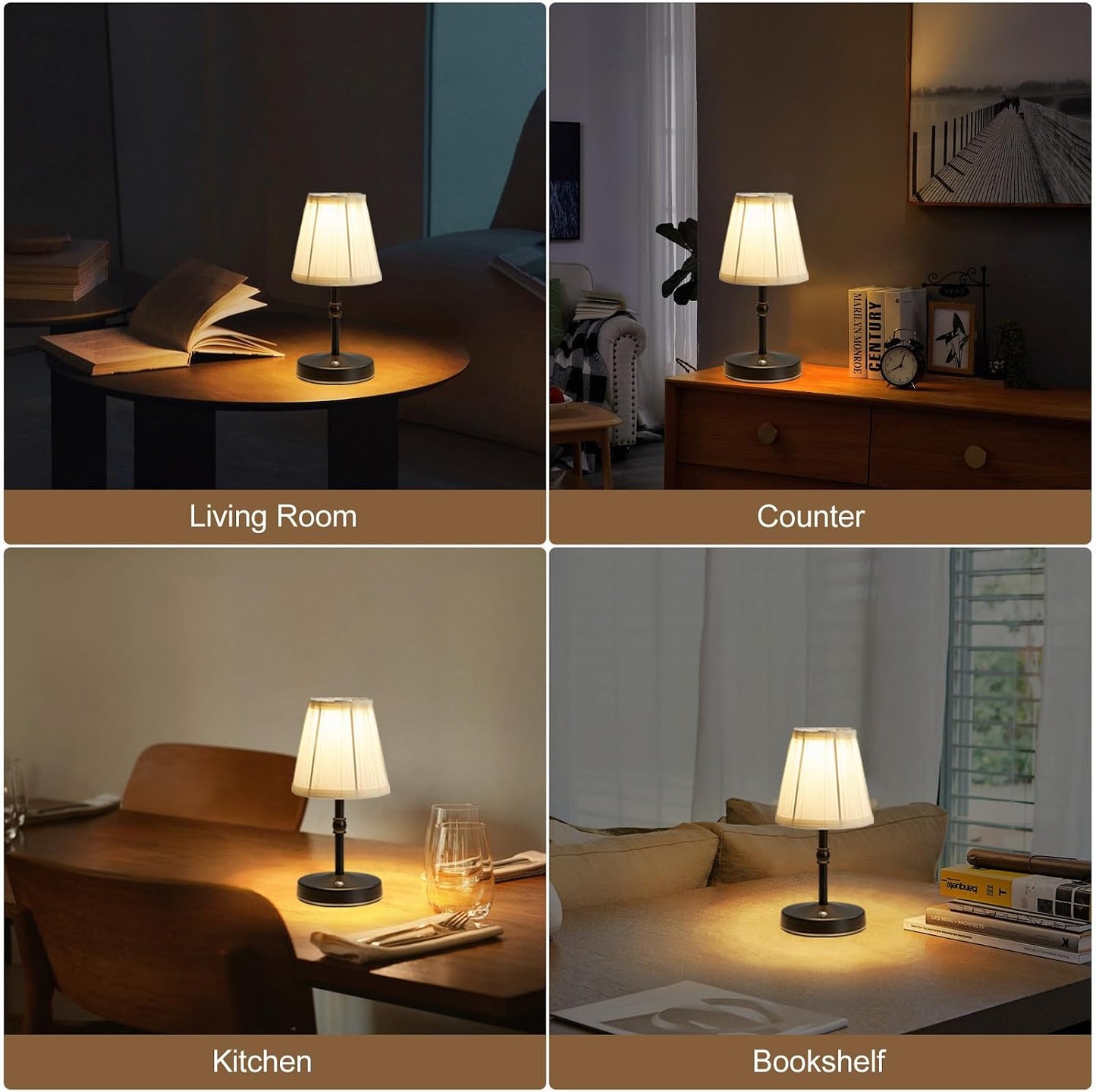 5W LED Cordless Mini Lamp,3000 mah Battery Operated Lamps,3 Color Temperature Dimmable Table Light,Small Rechargeable
