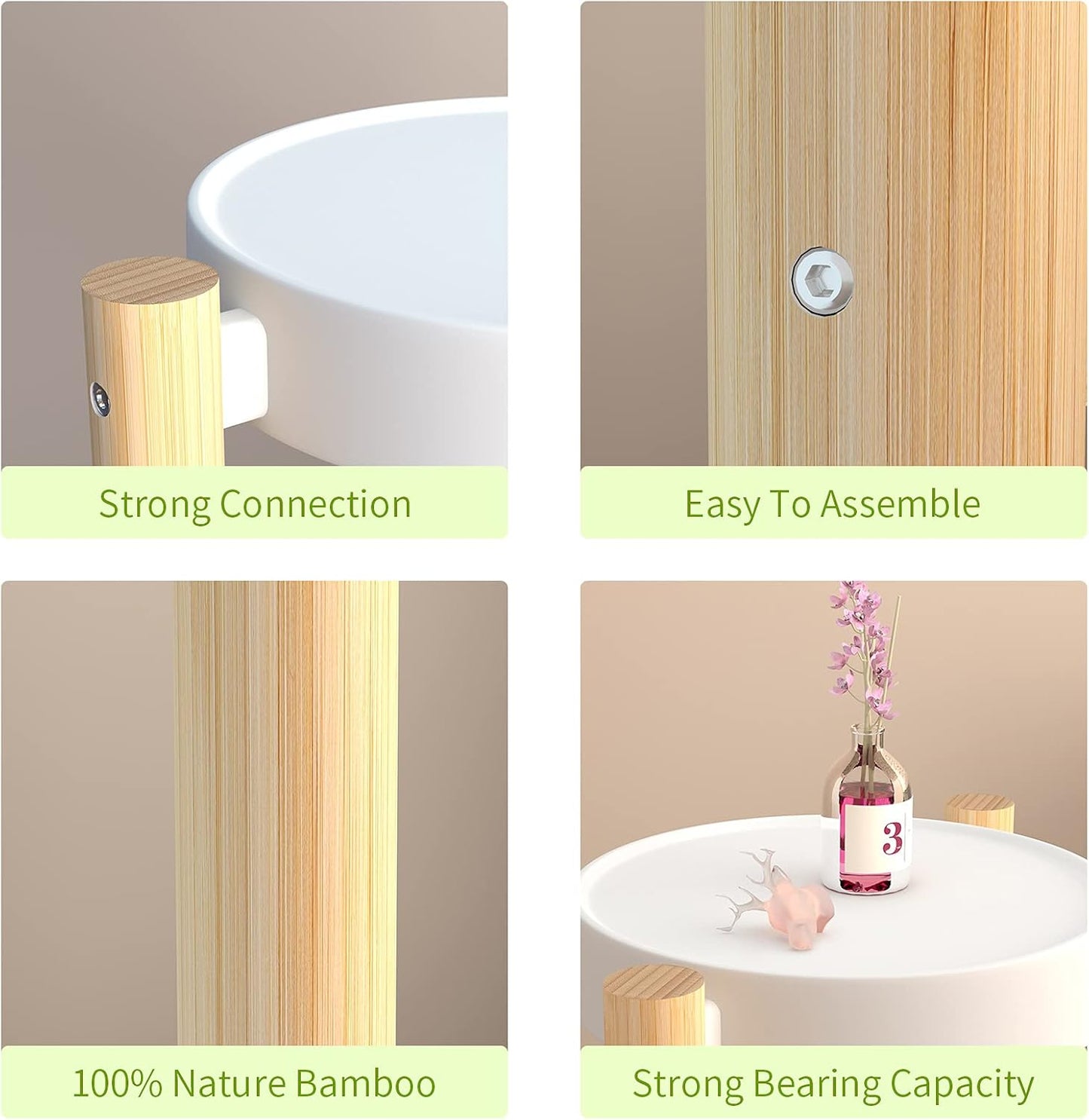 Wisuce Bamboo Plant Stand Indoor, 4 Tier Tall Corner Plant Shelf Table | Easy-Clean Steel Top | Smooth Bamboo | Narrow