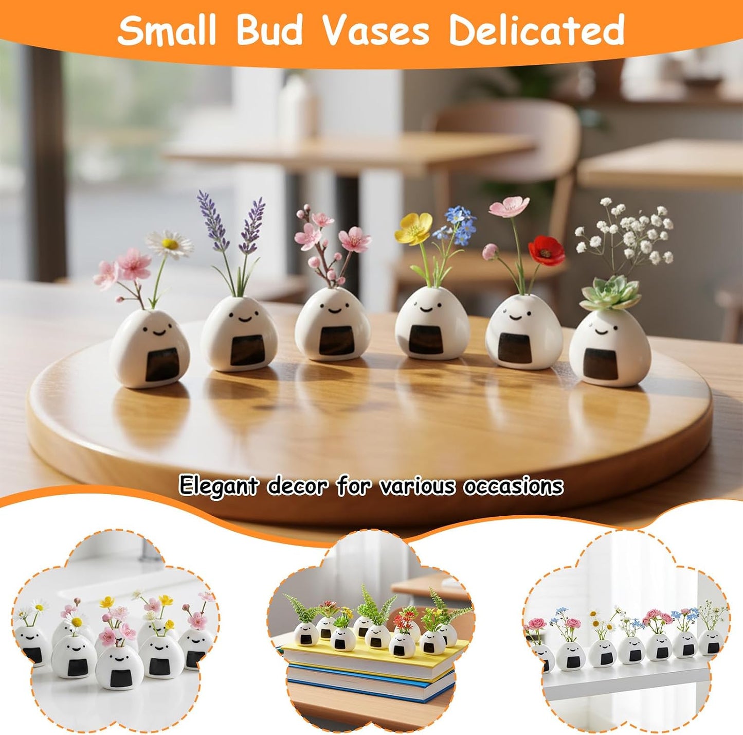 Handmade Ceramic Rice Ball Miniature Vases / Set of 12