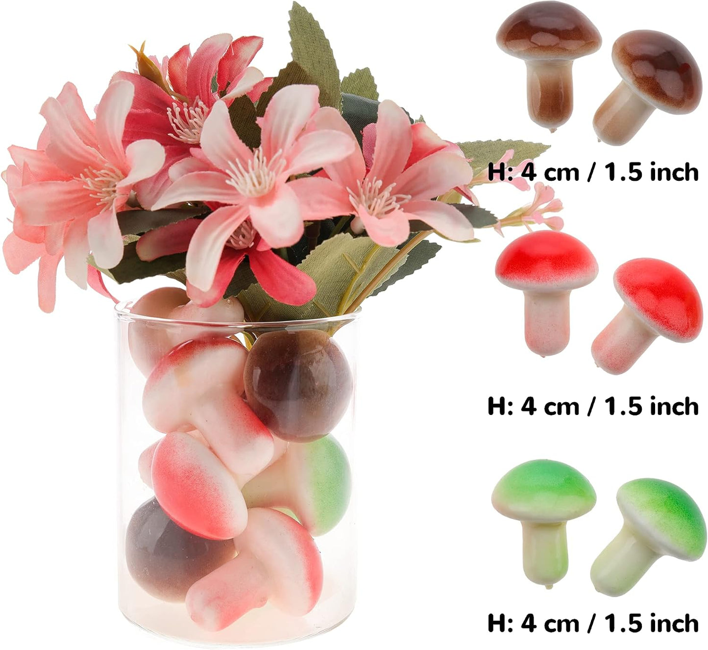 Small Artificial Mushroom / F / Grey / Set of 30