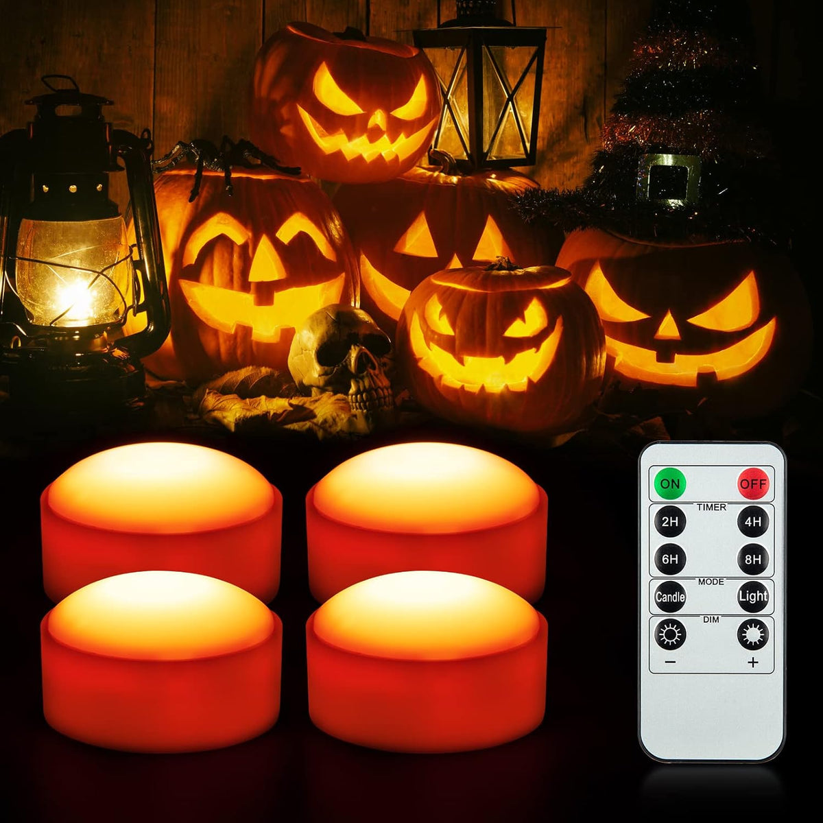 Litake Flameless Pumpkin Light Battery Operated Jack-O-Lantern Light
