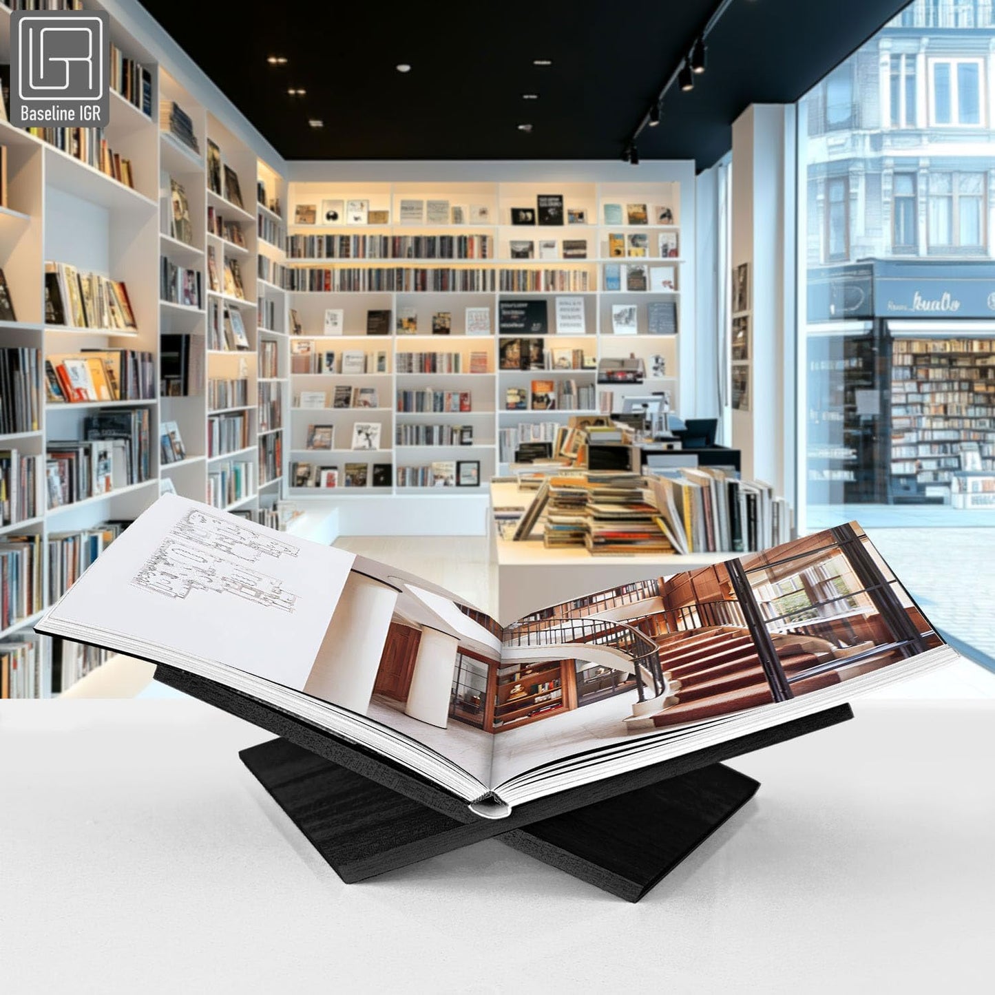 Strong Angled Modern Wood Book Stands for Display - Large Bookstand- 12.5" x 9.5" x 5.5" Wooden Bible Stand Display