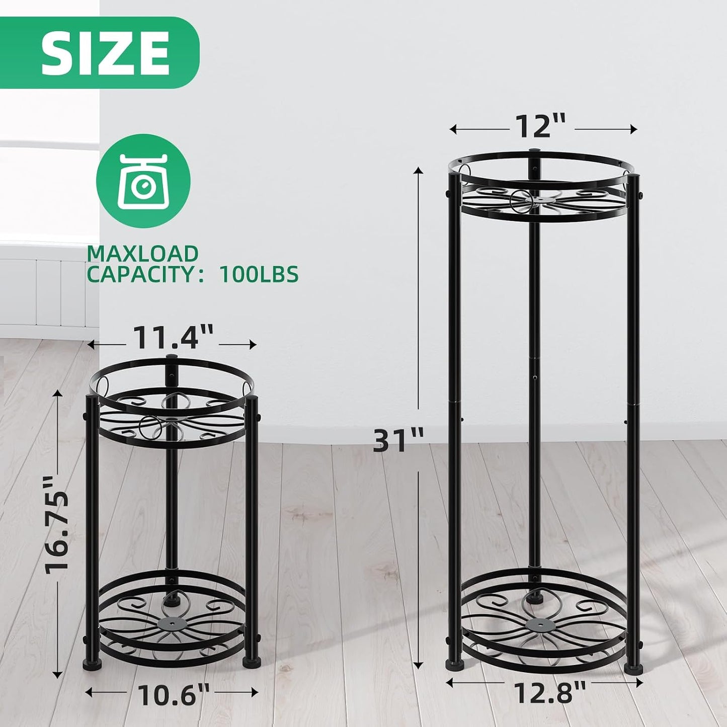 Simple Trending Round Plant Stand Indoor Outdoor, Waterproof Metal Tall 31” Plant Shelf Holder, Heavy Duty Flower Pot