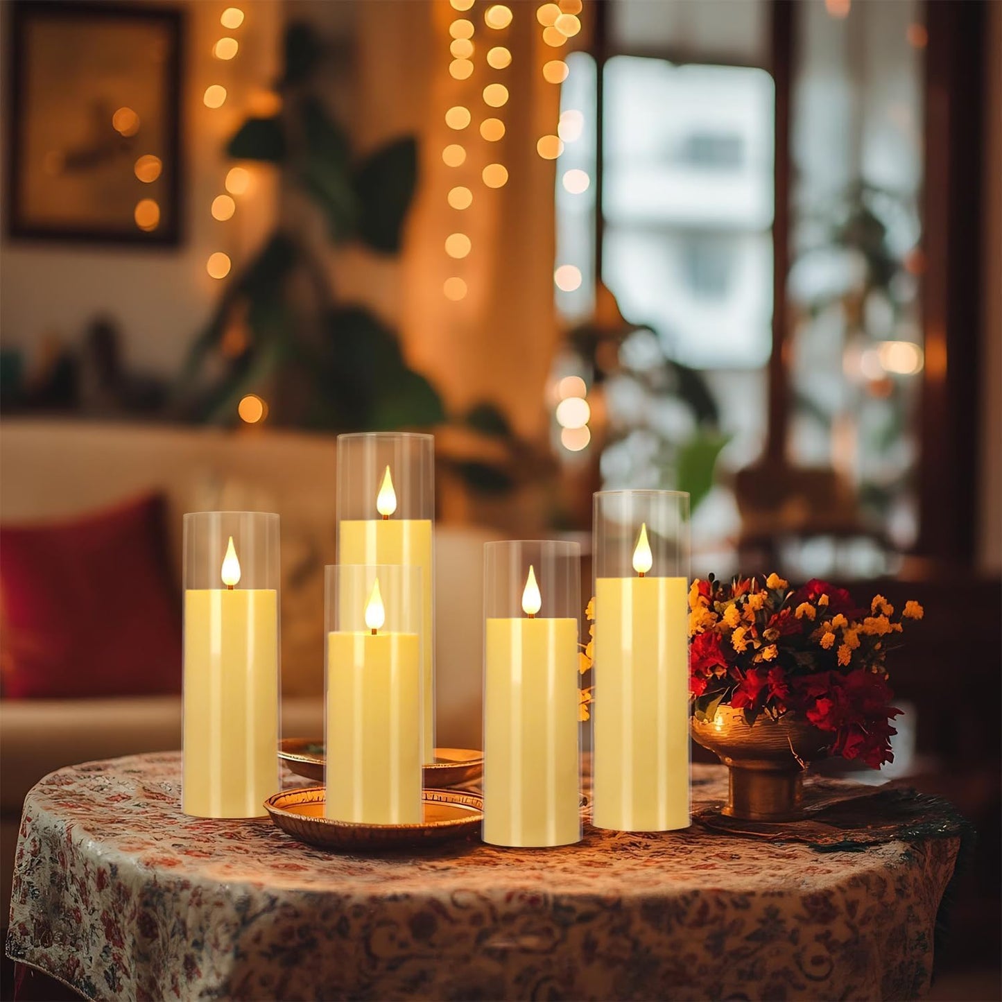 fclayvts 24 Packs of Acrylic LED Candles, Flickering Flameless Candles Battery Operated with Remote Dimmed and Timed