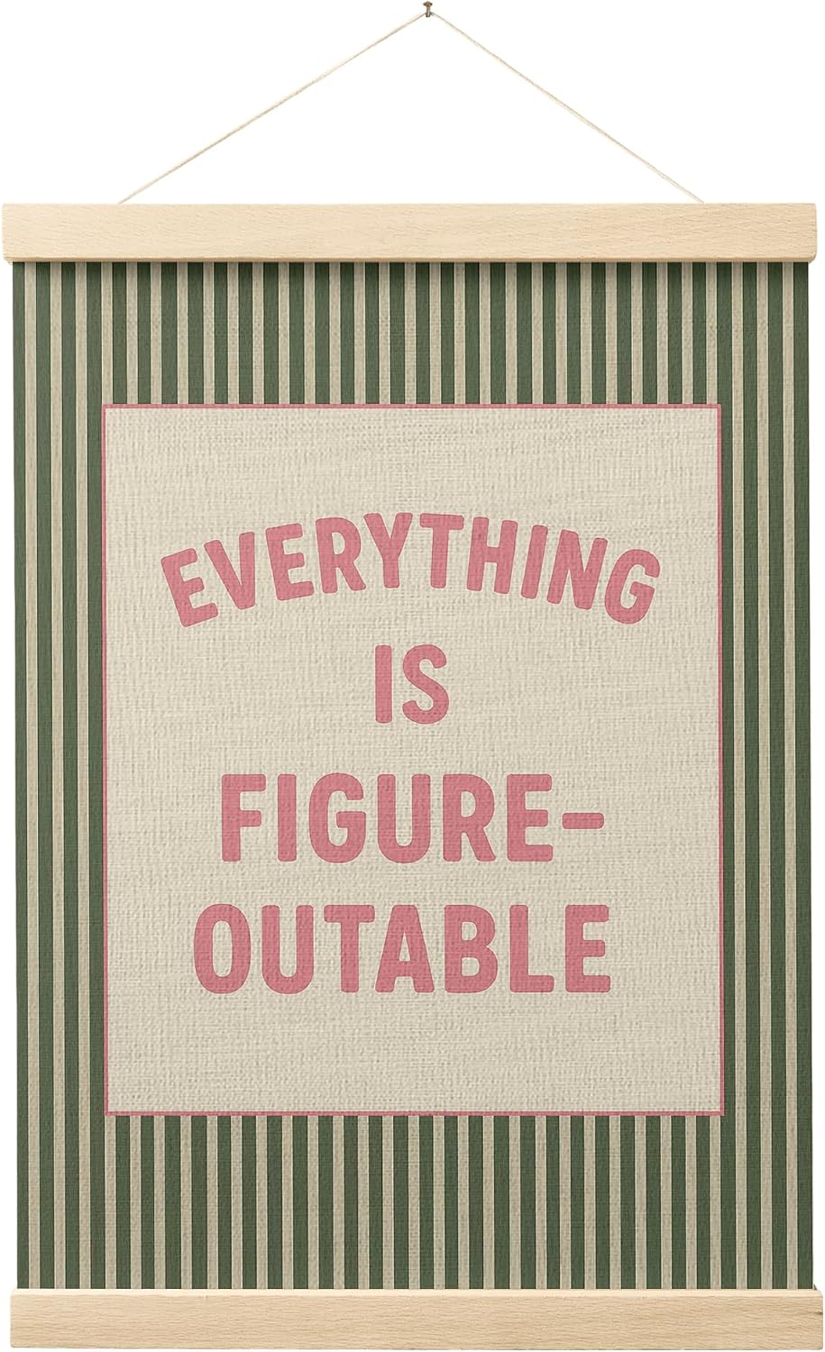 FGFK Everything Is Figureoutable Positive Affirmations Wall Art Poster Hanger Frame, Retro Pink and Green Inspirational