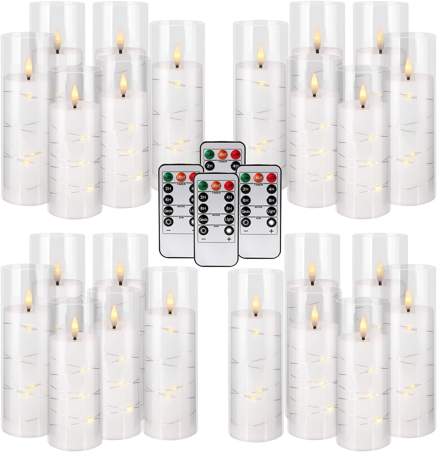 YOROXRG 24 Pack Christmas Decoration Flickering Flameless Candles,Battery Operated Candles,LED String Lights LED