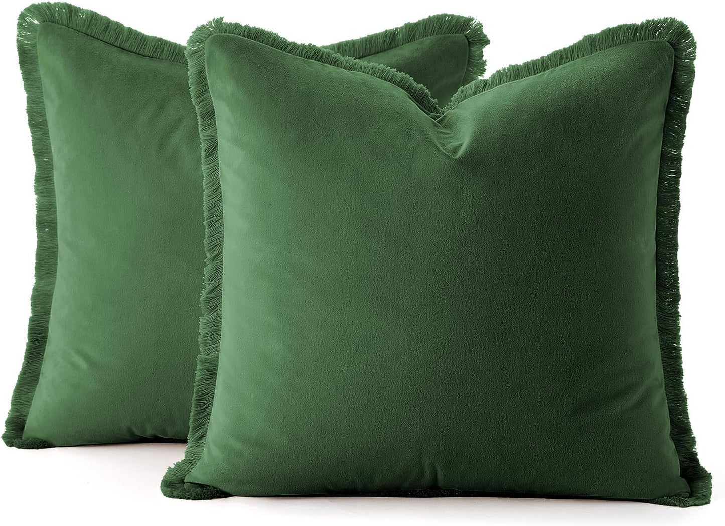 Velvet Throw Pillow Covers / Olive Green / 18 x 18 / Set of 2