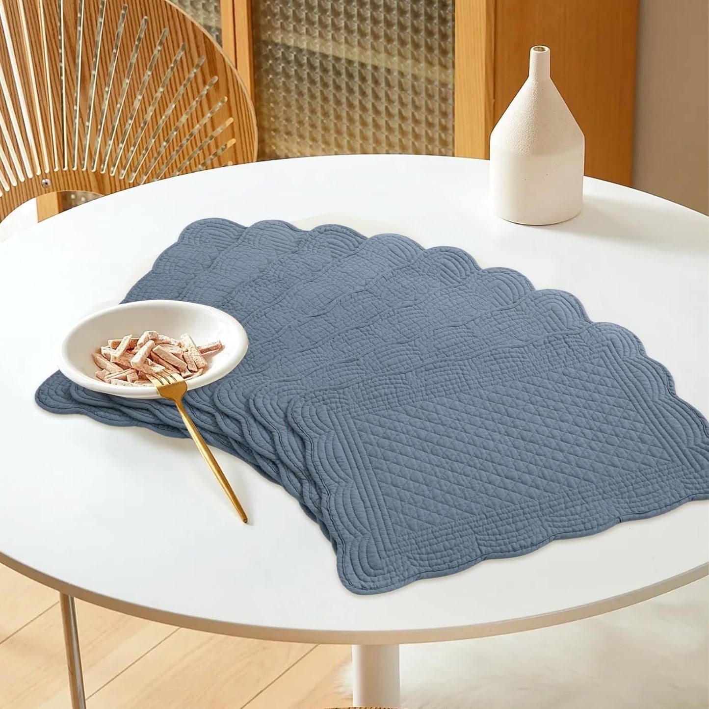 HOMBYS Quilted Placemats Set of 4 Washable-Rectangular Placemats for Kitchen Table-100% Cotton Fabric Rectangular Table