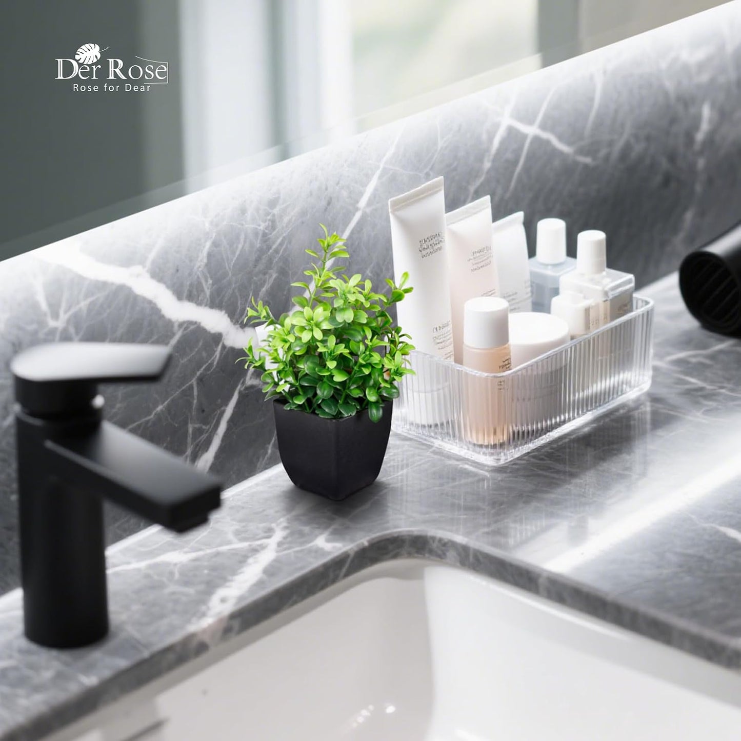 Bathroom Decor Fake Plants Mini Artificial Greenery Potted Plants for Halloween / Black / Set of 4