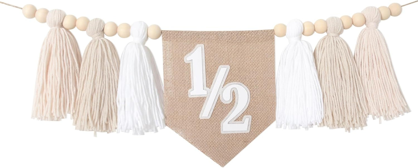 Wood Bead Tassel Garland / White