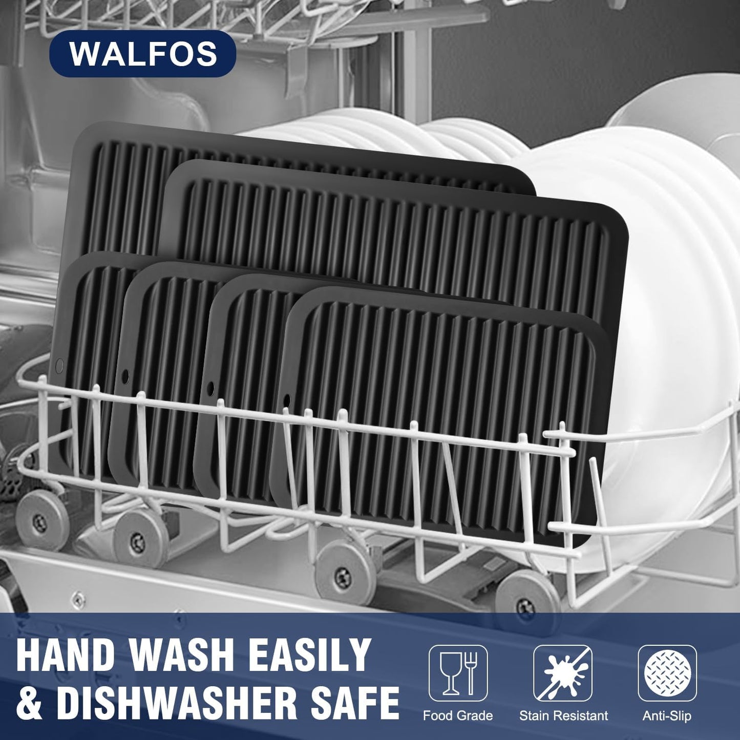 Walfos XXL Silicone Trivet 16 Inch and Trivets Mats 12 Inch, Trivets for Hot Pots and Pans, Heat Resistant Pot Holders