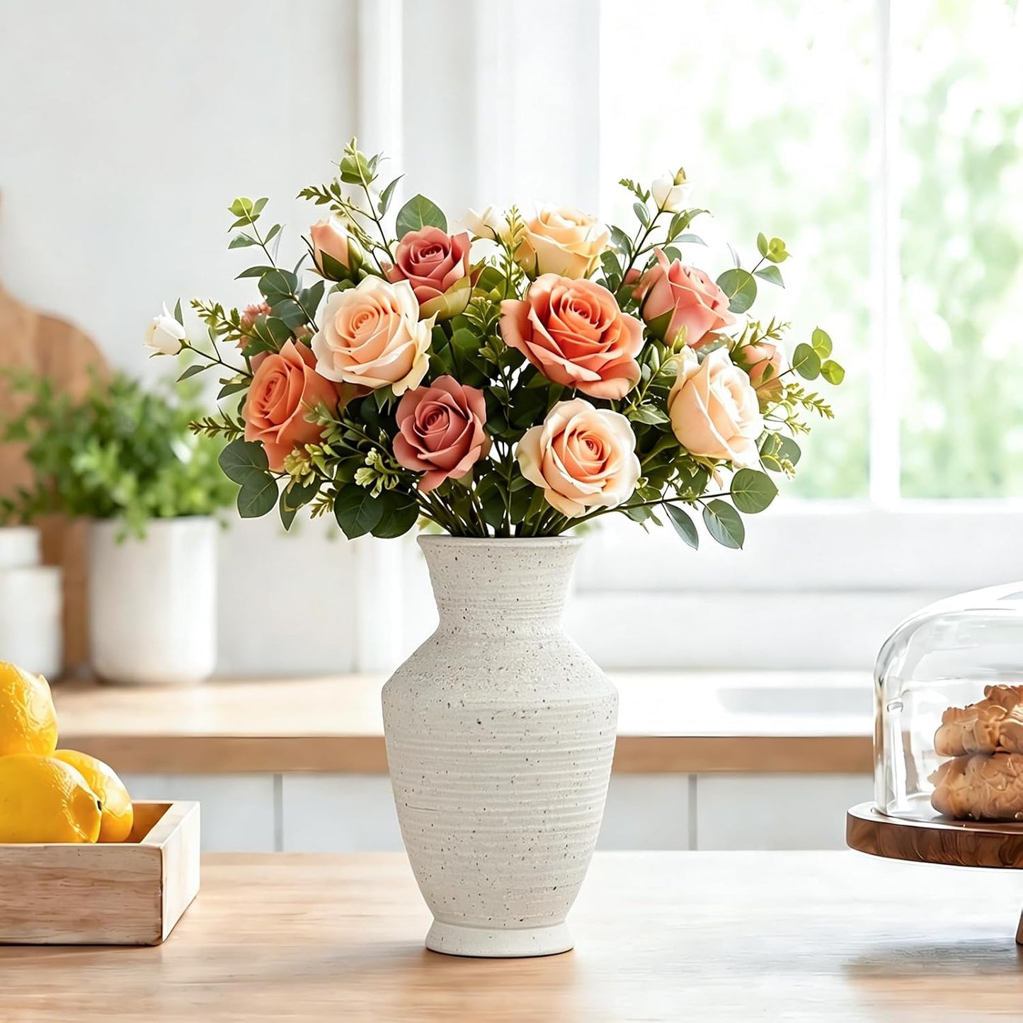 Ceramic Flower Vase Home Decor White Small Vase Decorative Table Farmhouse Vases / Modern White-v11