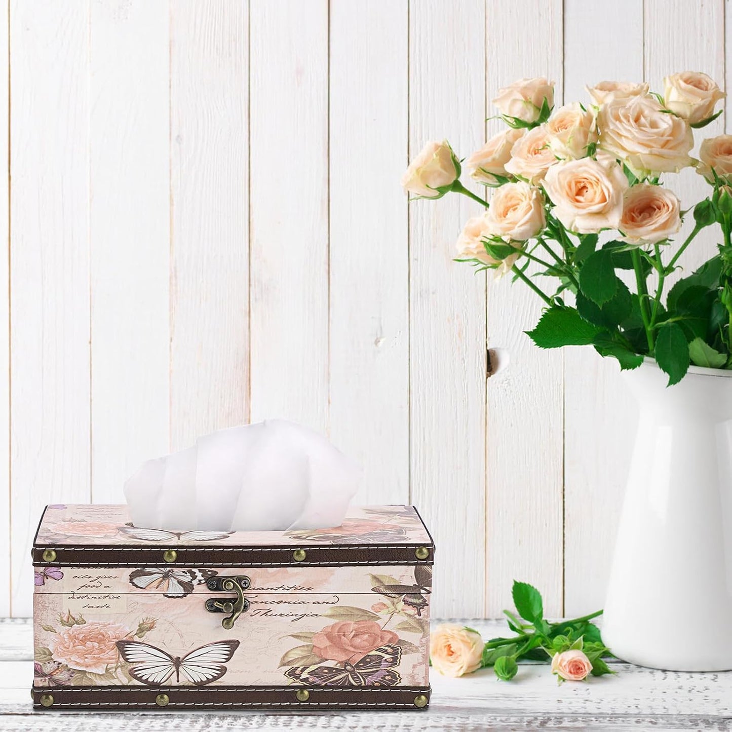 Vintage Tissue Box Cover / Pink / Medium