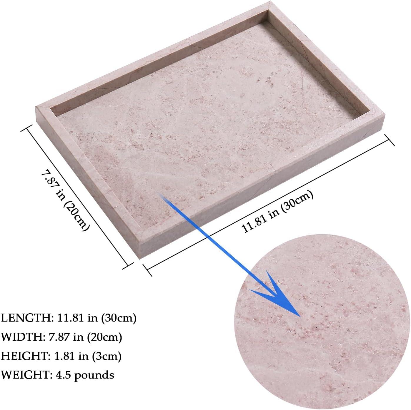 Natural Marble Vanity Tray / Pink