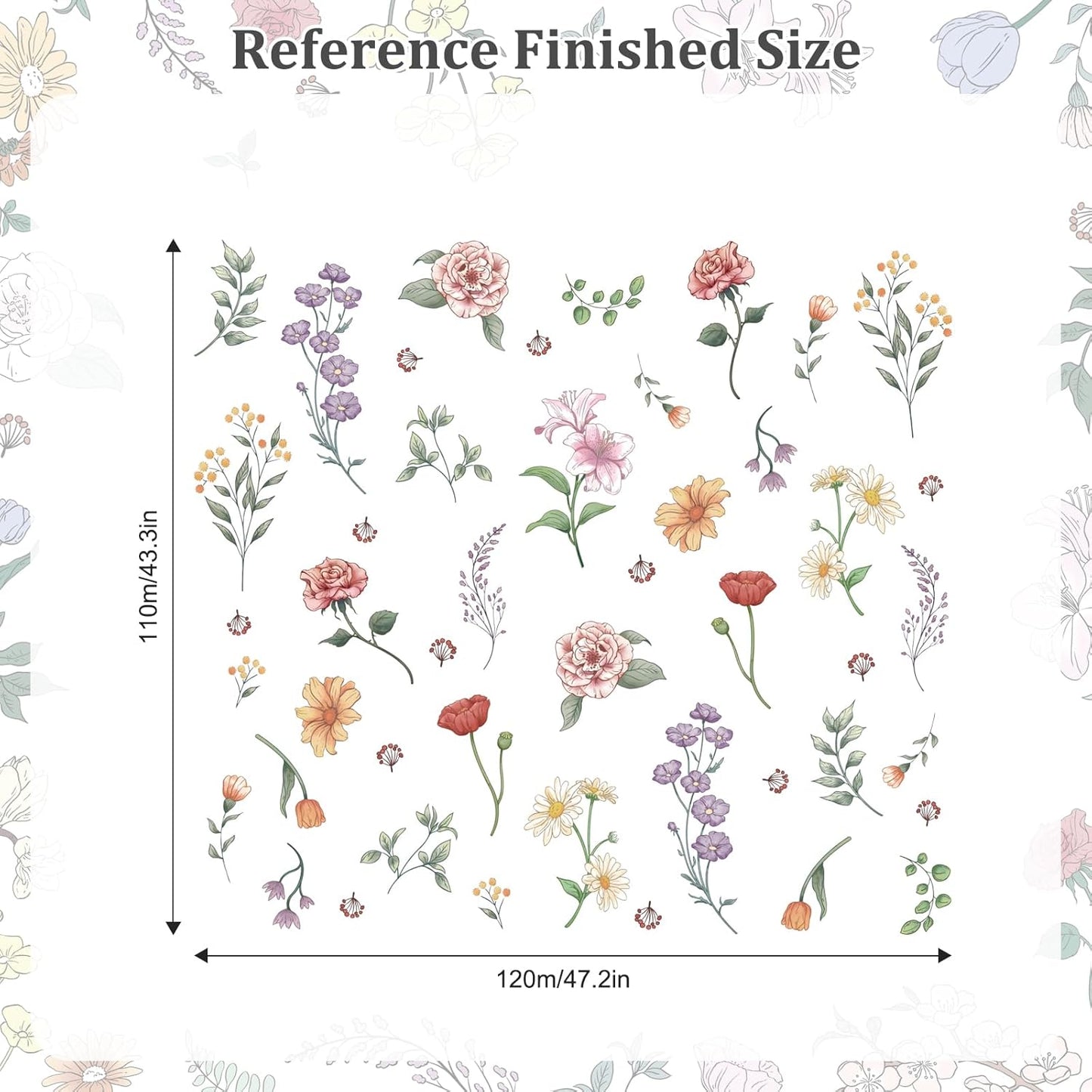 Retro Colorful Wildflower Wall Stickers / Colorful Retro