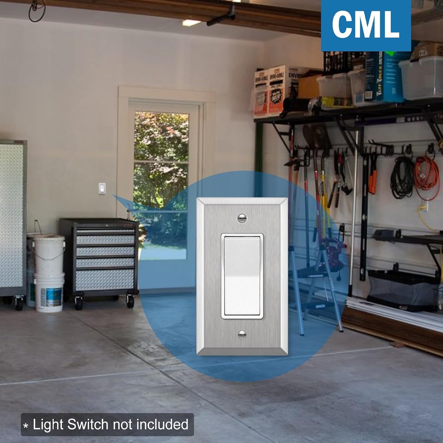 CML 20 Pack 1-Gang Decorator Metal Wall Plate, Standard Size, Silver | Stainless Steel Outlet Receptacle Covers &