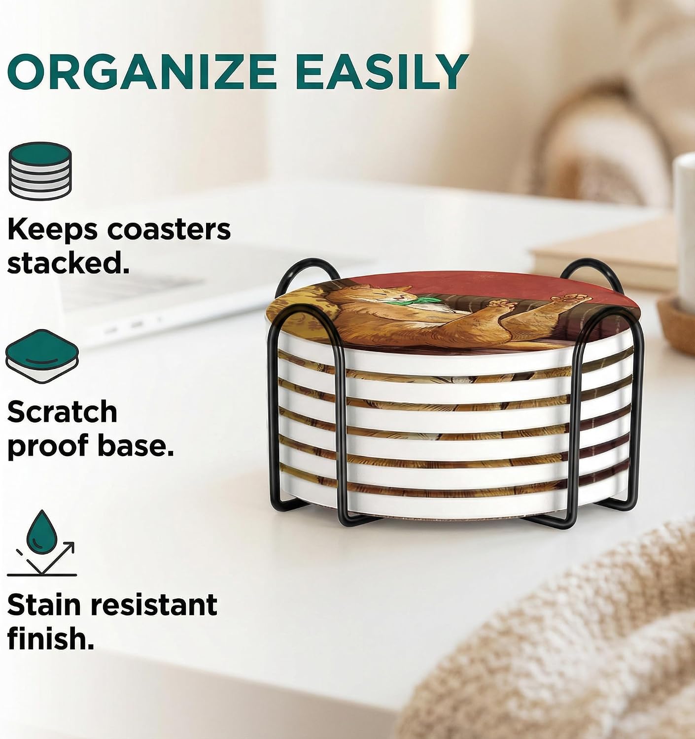 Iron Holder / Coasters Absorbent Ceramic / Set of 6