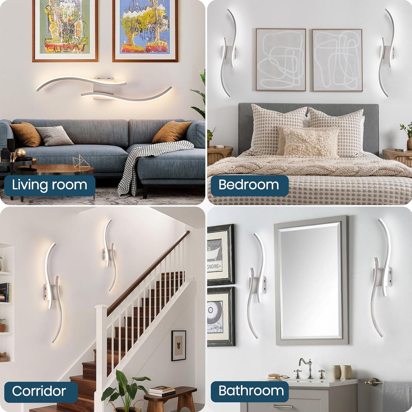 Battery Operated Wall Sconces Set of 2, Rechargeable Dimmable Battery Wall Light with Remote Control, Brushed Nickel