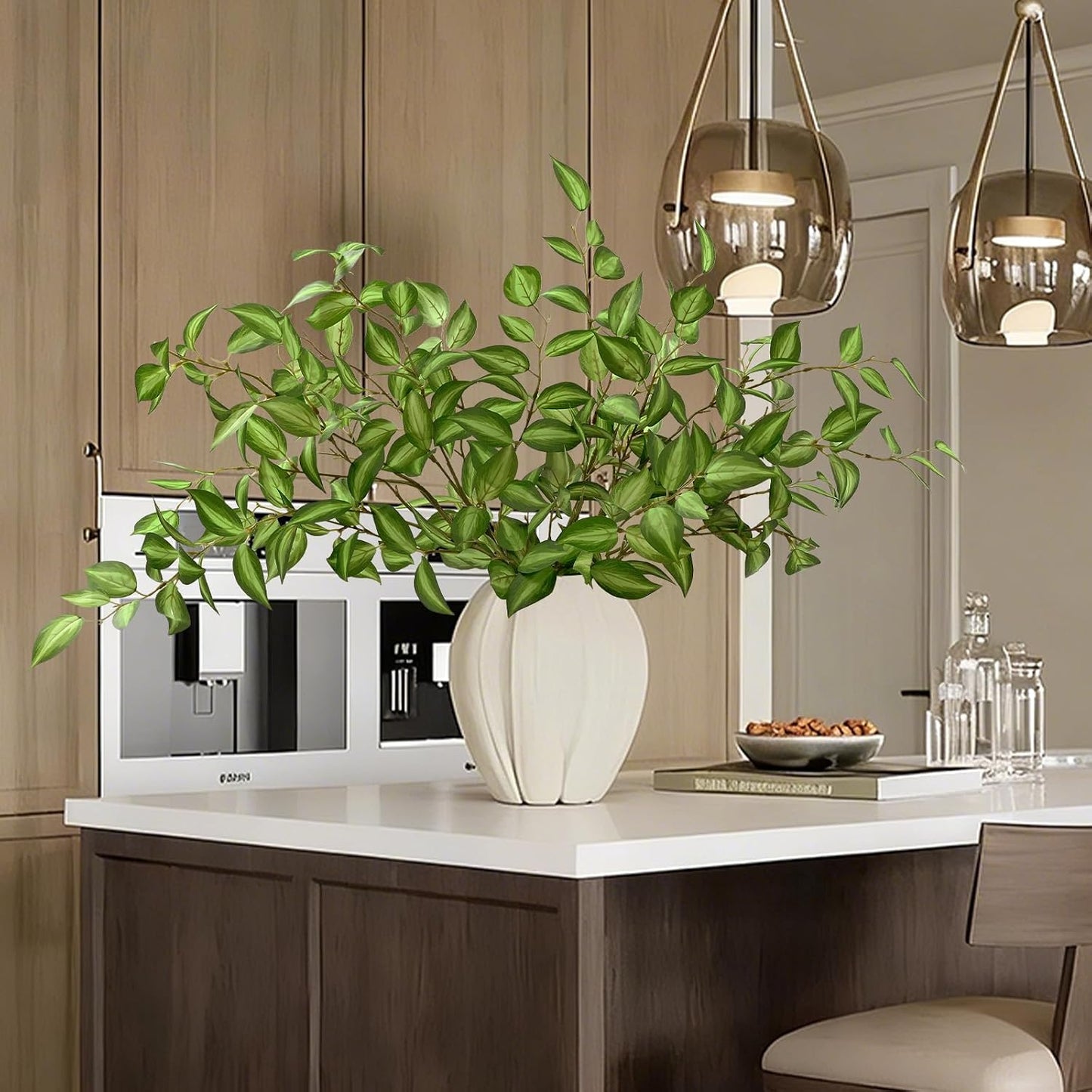 Artificial Eucalyptus Fake Leaves Branches / Green / 32.7 Inch / Set of 5