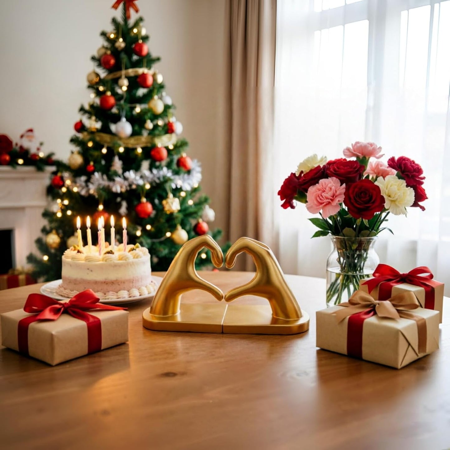 Book / Heart Design Book Ends / Gold