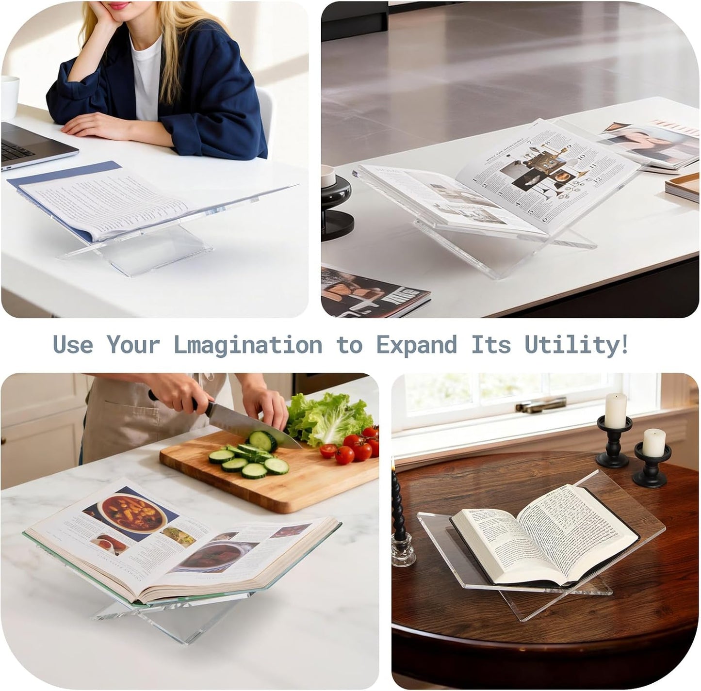 Acrylic Book Stands for Display / Clear / 15.8 x 9.5 x 4.3
