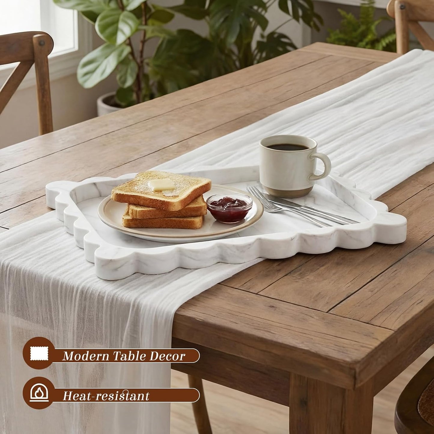 Silicone Bathroom Tray Scalloped Silicone Decorative Tray for Soap Dispenser / White / 11.5 x 8.7