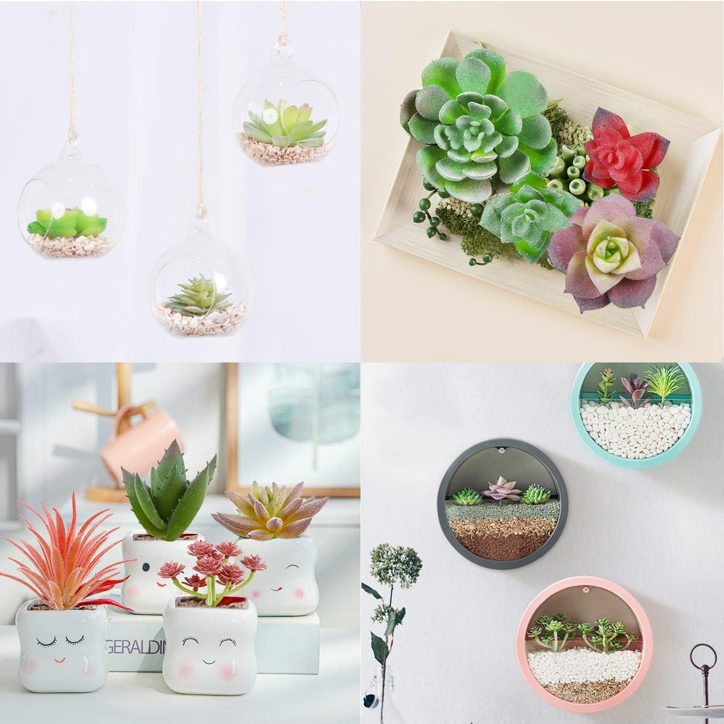 Mini Artificial Succulent Plant / Green Small / Set of 18
