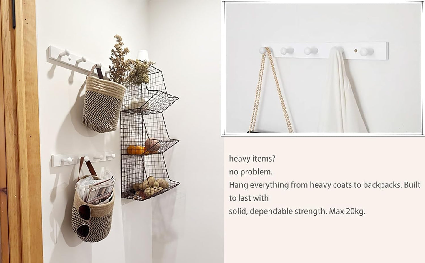Wall-Mounted Hook Coat and Hat Rack