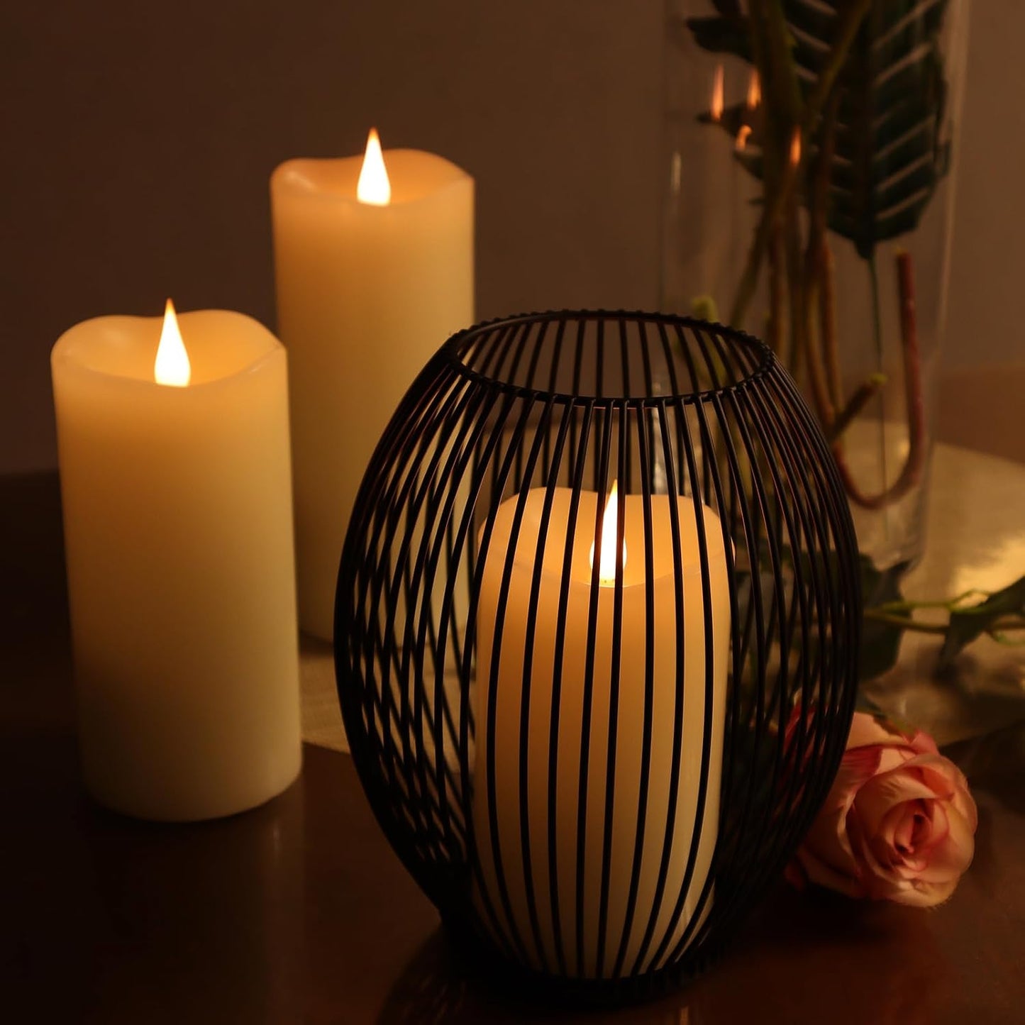 Flameless Candles with Remote Timer, 3D Moving Flickering Flame Battery Operated Candles Lasting 1000+ Hours, 3" x 5"