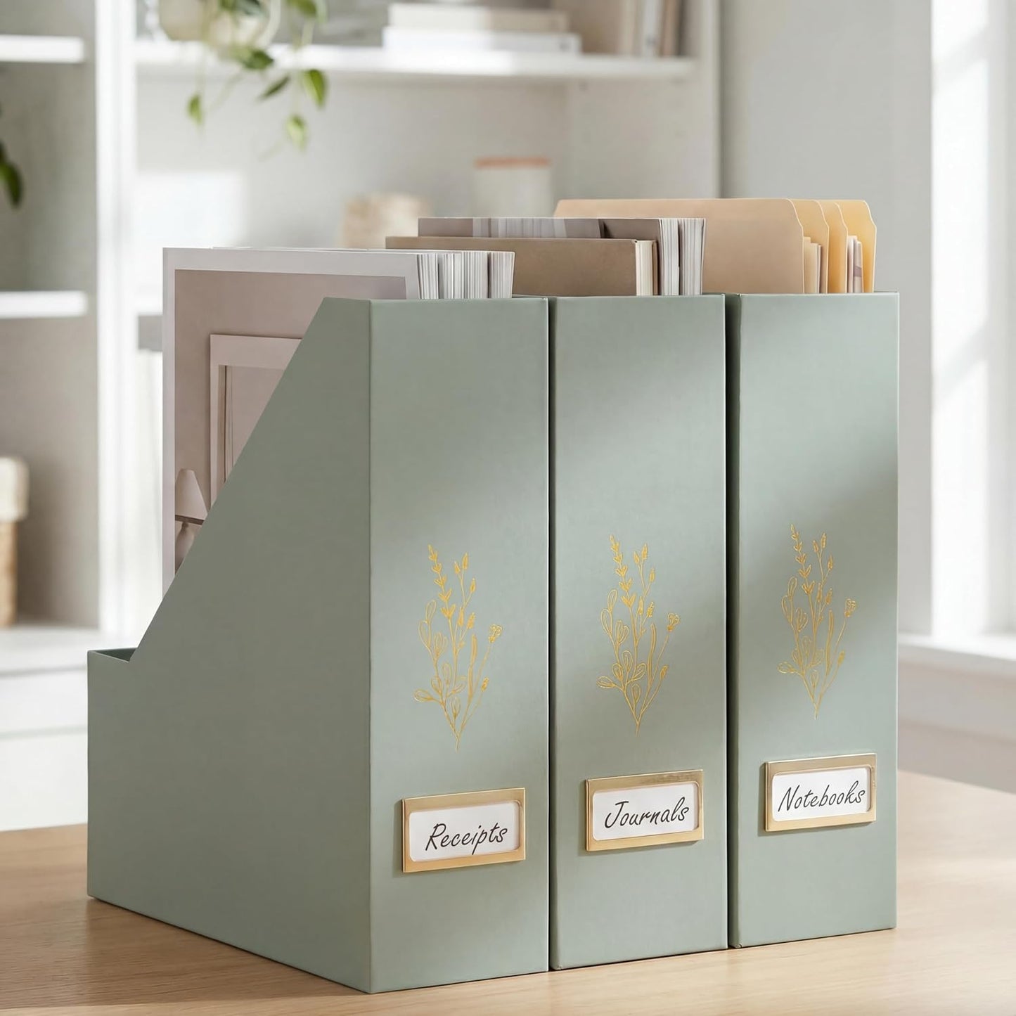 Beautiful Magazine Holder Set Of 3 - Sturdy File Holder for Desk Or Shelves | The Perfect Office Storage to