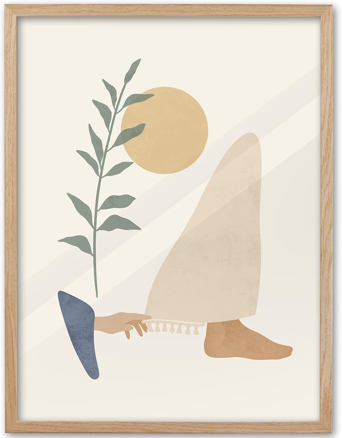 KensTro 12x16 Oak Framed Woman Touches Jesus' Robe Boho Christian Wall Art