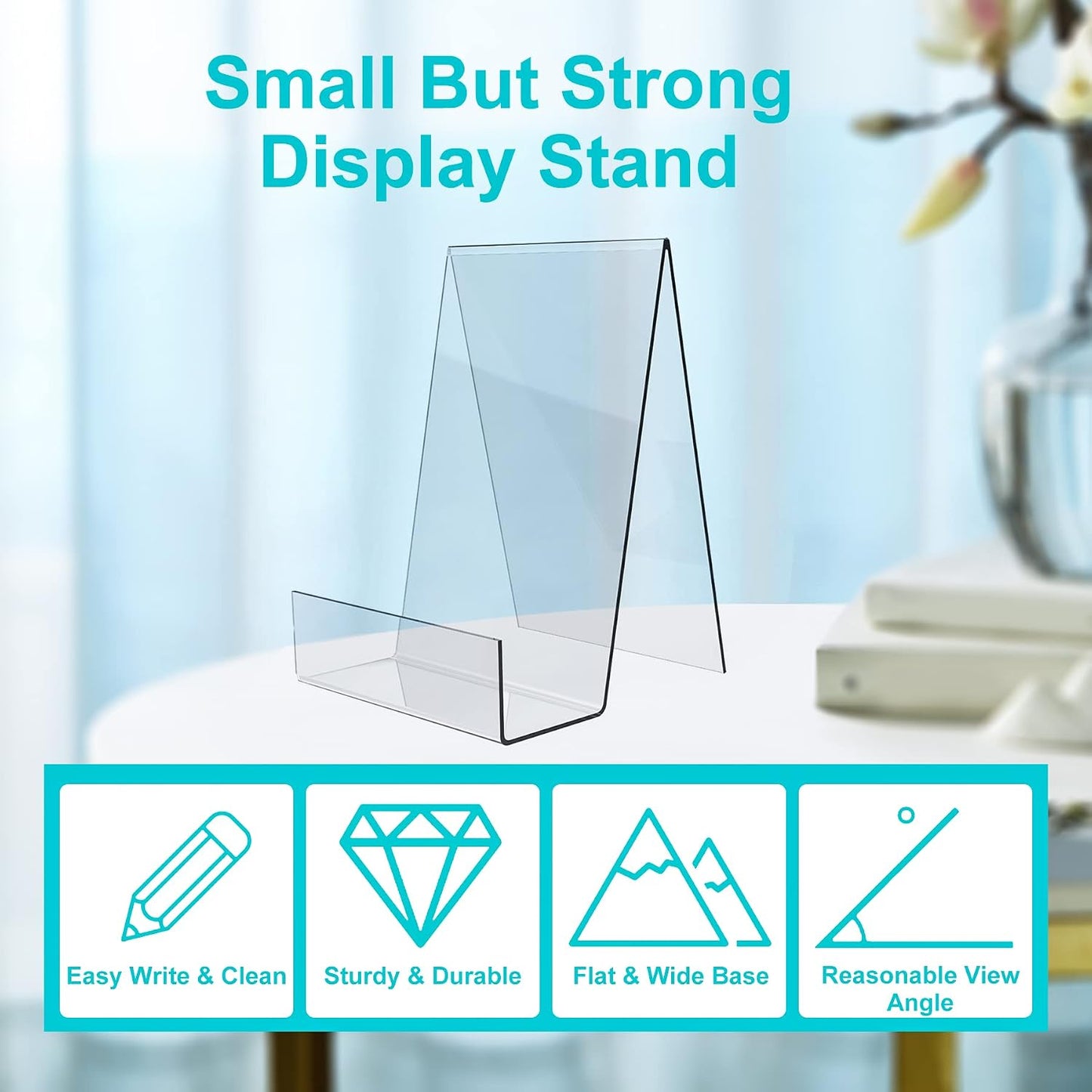 Boloyo Acrylic Book Stand with Ledge,10PC Clear Acrylic Display Easel Transparent Display Stand Holder Tablet Holder