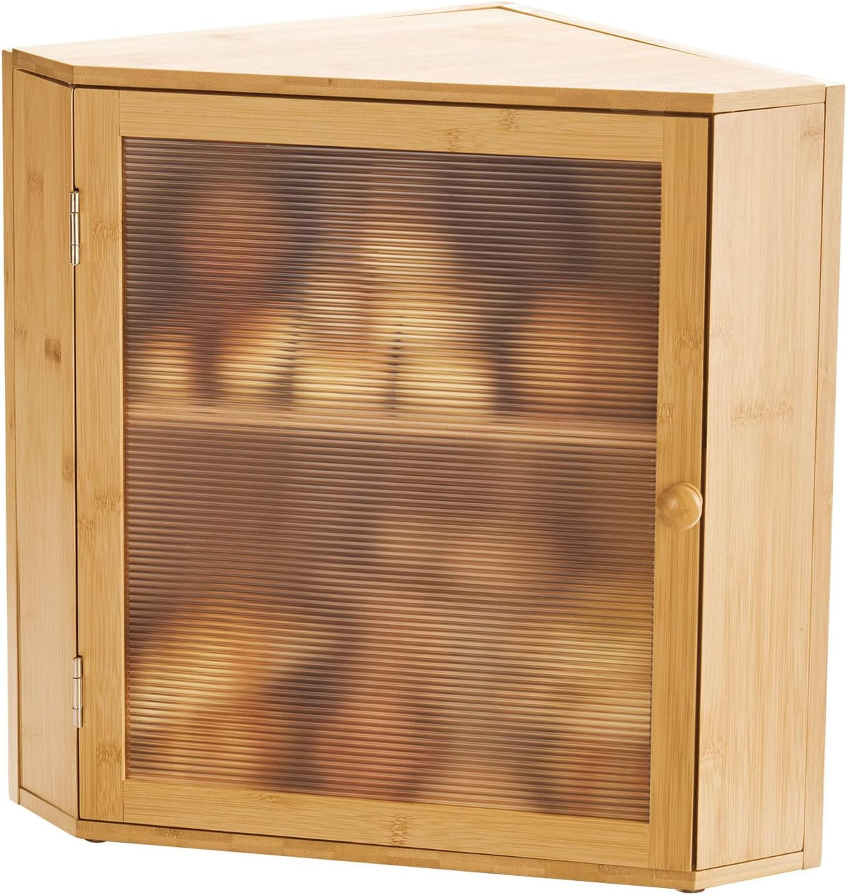 VEVOR Corner Bread Box for Kitchen Counter, Double Layer Large Capacity Bamboo Bread Storage Container, Farmhouse