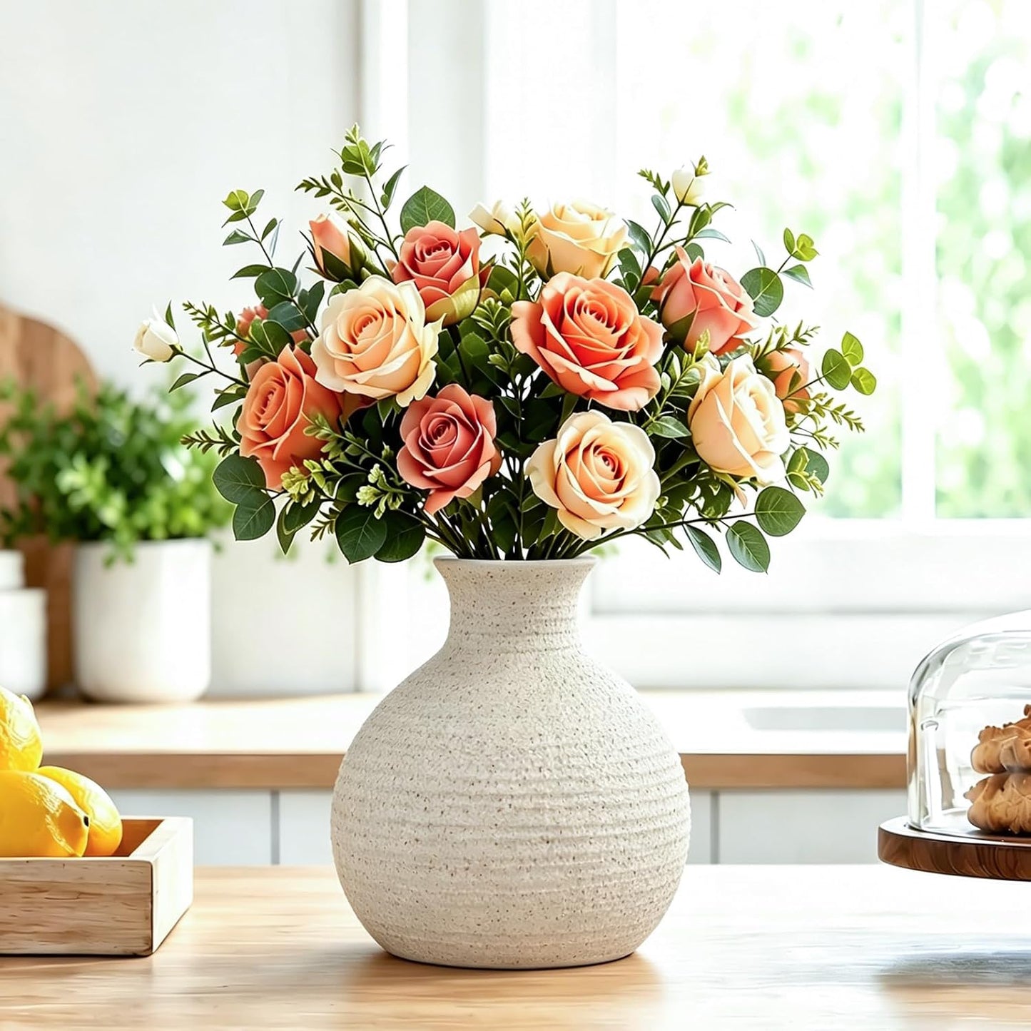 Ceramic Flower Vase Home Decor White Small Vase Decorative Table Farmhouse Vases / Modern White-v14