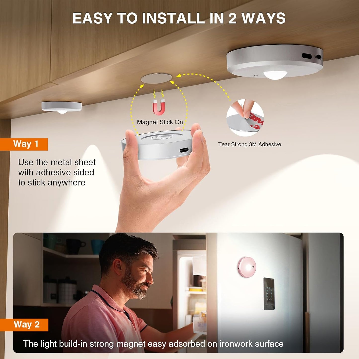 Puck Lights with Remote Control, Rechargeable, Wireless Under Cabinet Lights, 5Pcs (Silver)