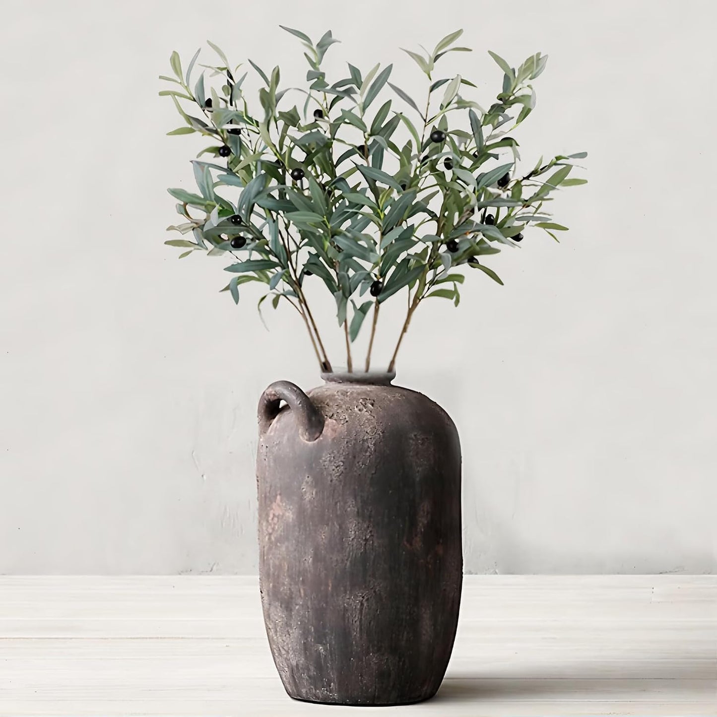 Artificial Olive Leaves Long Stems Fake Eucalyptus Plant Branches for DIY / 26.8 Inch / Set of 8