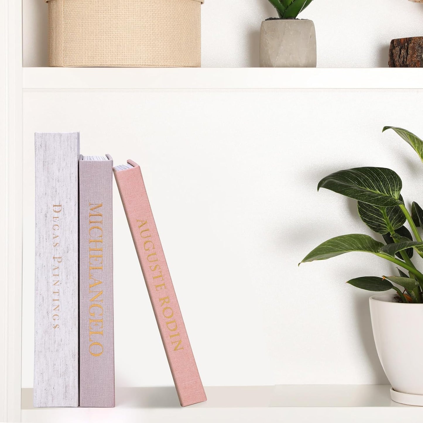 Linen Decorative Books / Linen & Ivory & Pink / Set of 3