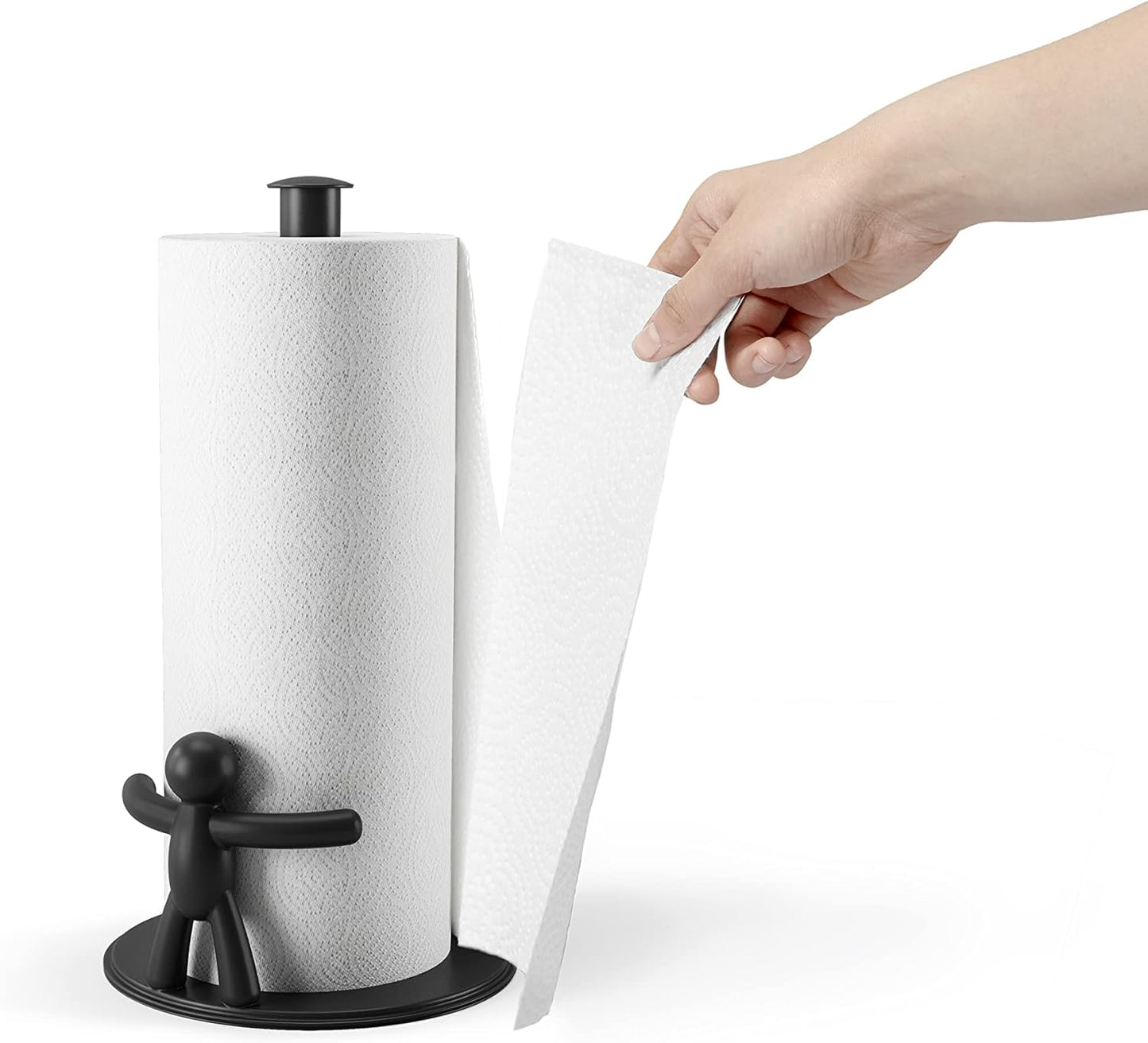Umbra Buddy Countertop Paper Towel Holder, Black | Fits standard paper towel rolls, kitchen counter, bathroom, office