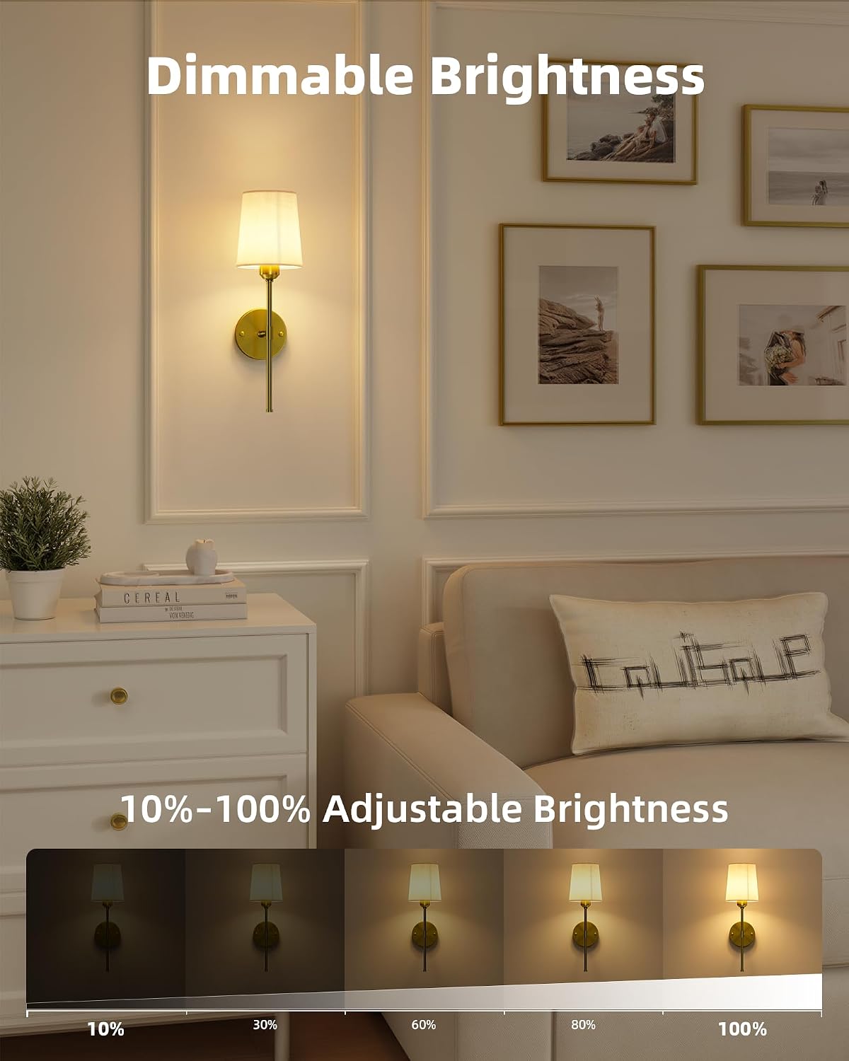 Rechargeable Wall Lights, Battery Operated Wall Sconce Set of 2, 7500mAh, Dimmable, Remote Control, Timer, Magnetic