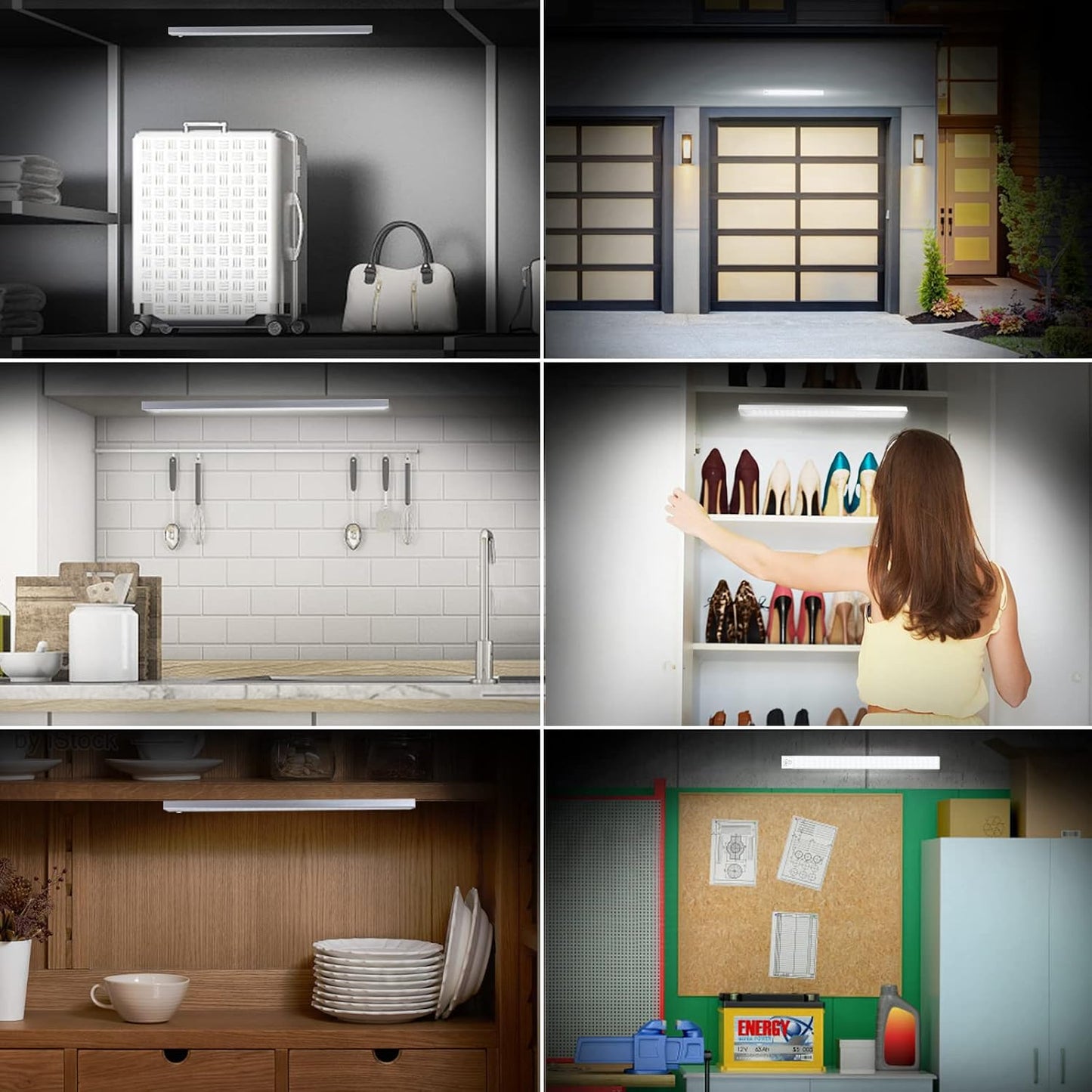 60 LED Closet Lights Battery Powered, BLS Super Bright Under Cabinet Lighting, Motion Sensor Light, Wireless, 2400mah
