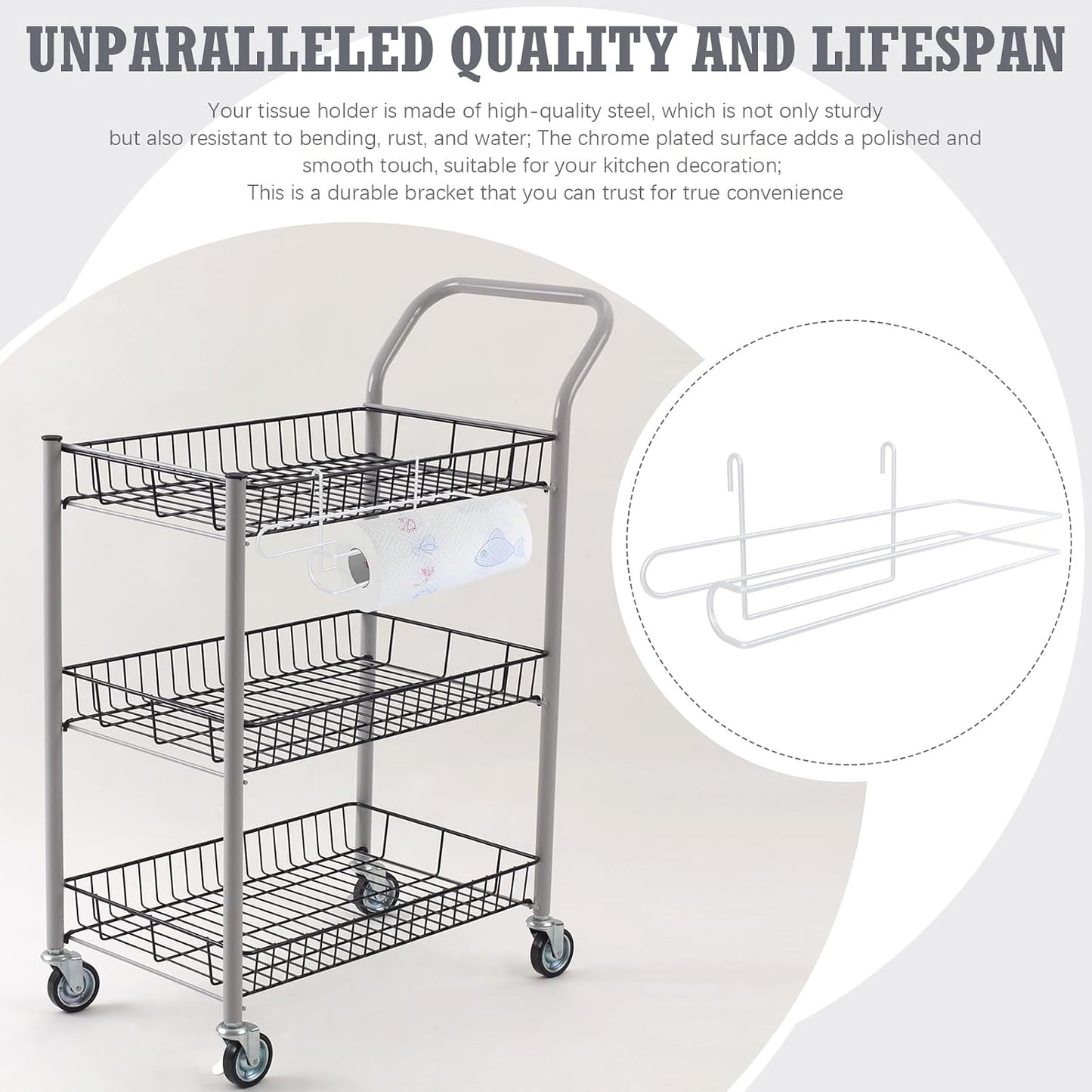 CroBlissful Paper Towel Holder for Wire Shelving 5'' D x 12'' W x 4.5'' H Hanging Paper Towel Holder Wire Shelf