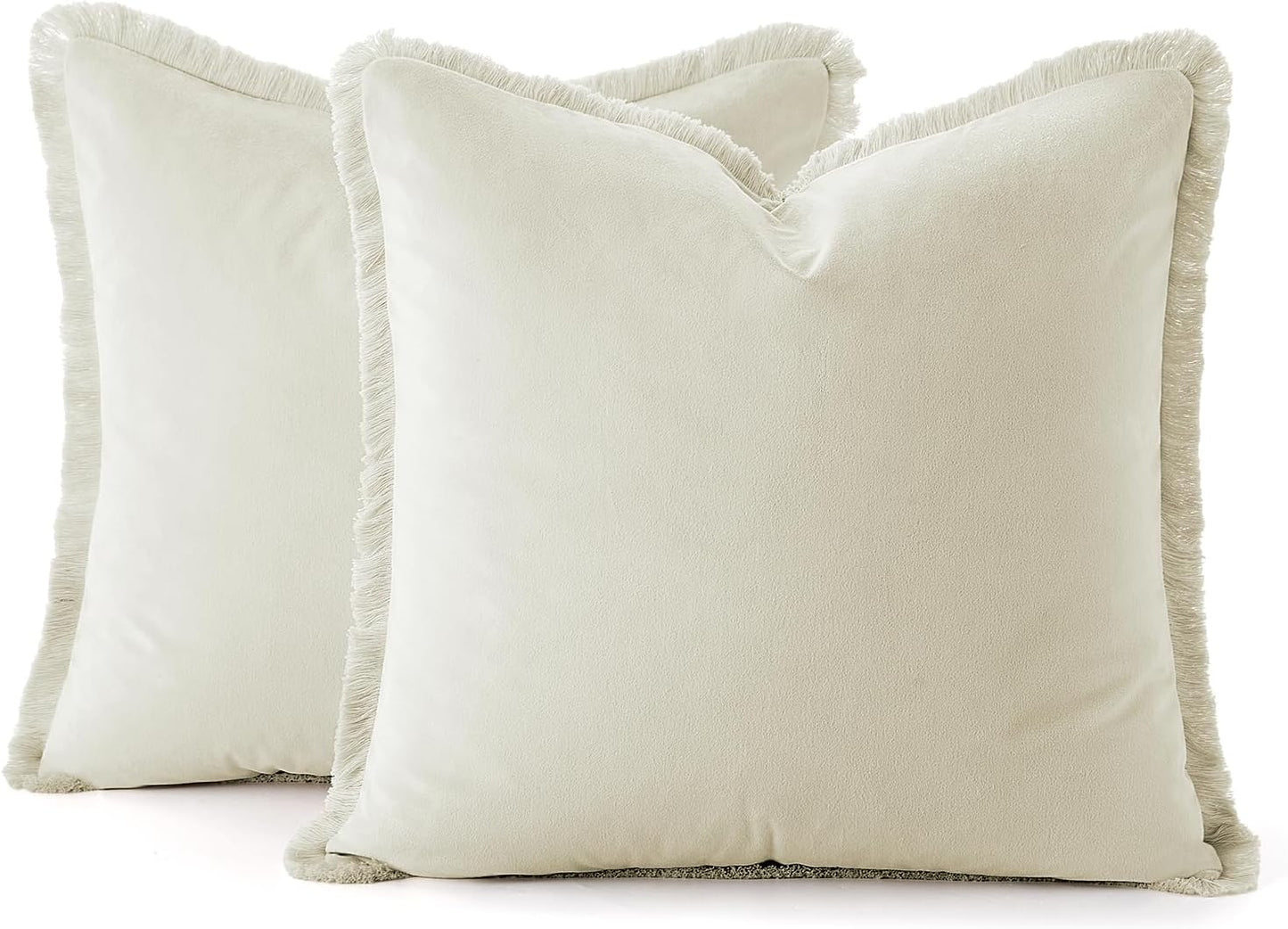 Ivory Velvet Throw Pillow Covers / Cream / 18 x 18 / Set of 2