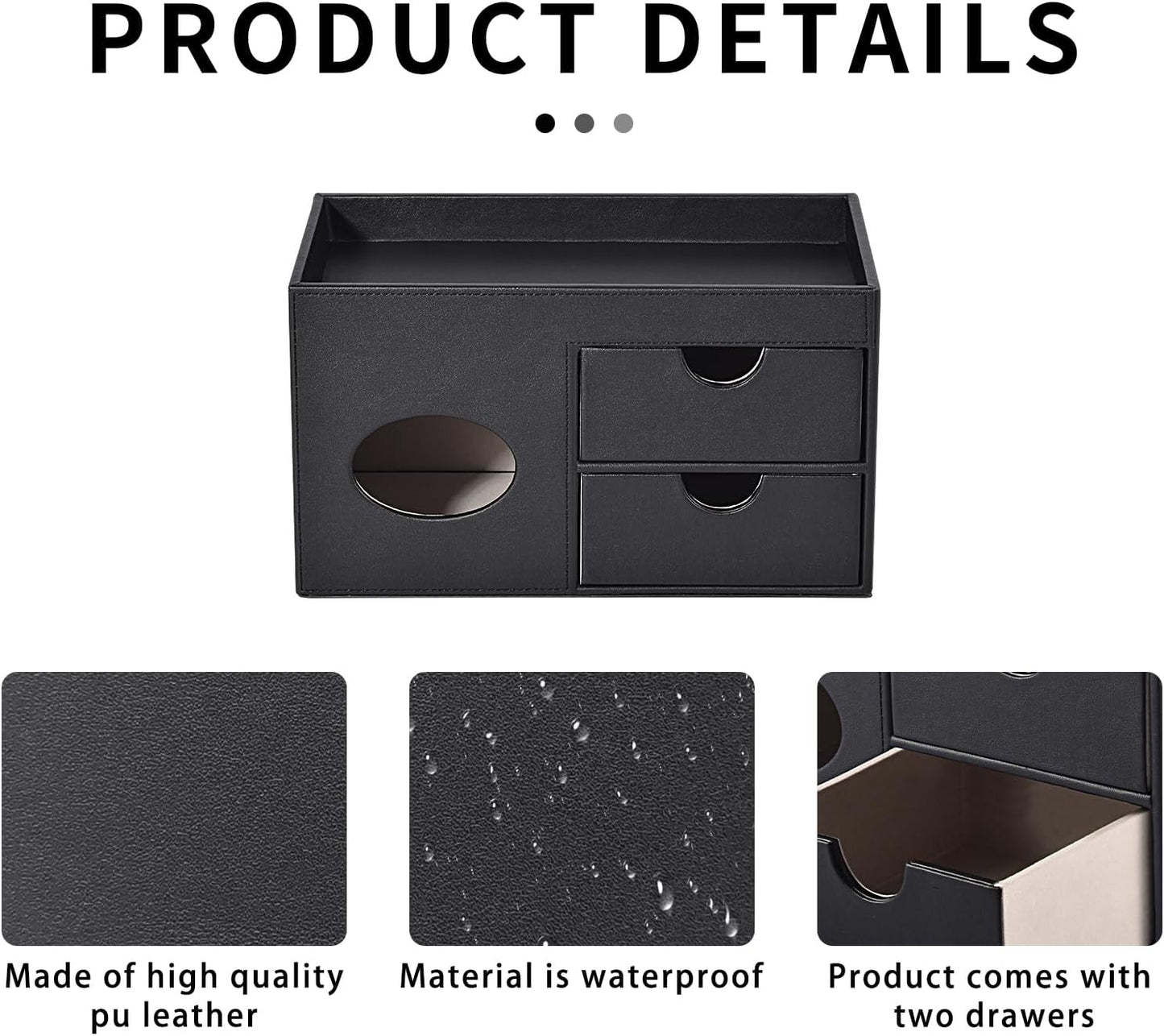 Storage Tray / Tissue Box Holder / Black