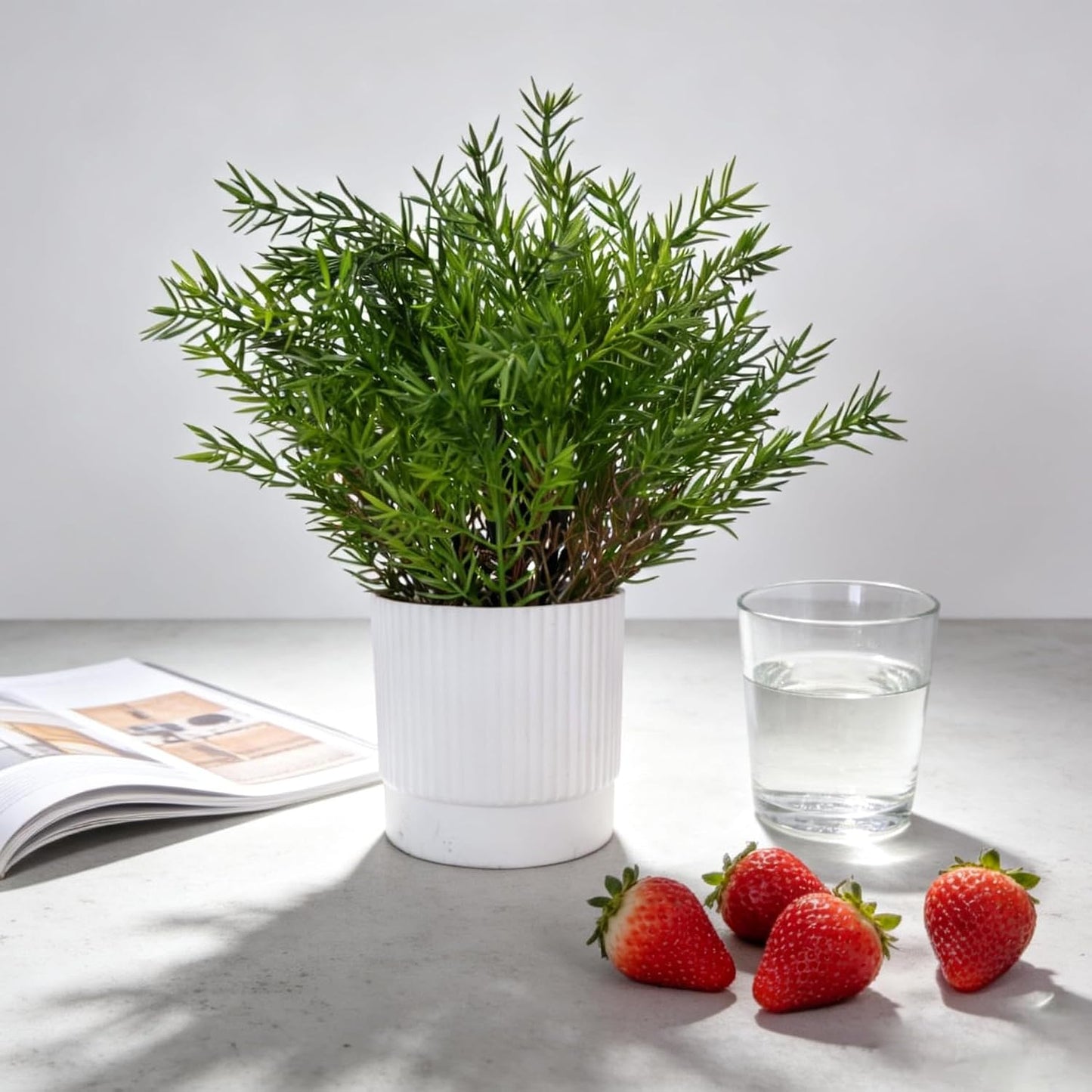 Fake Plants Mini Artificial Plants Faux Greenery / Green-2 / Set of 4