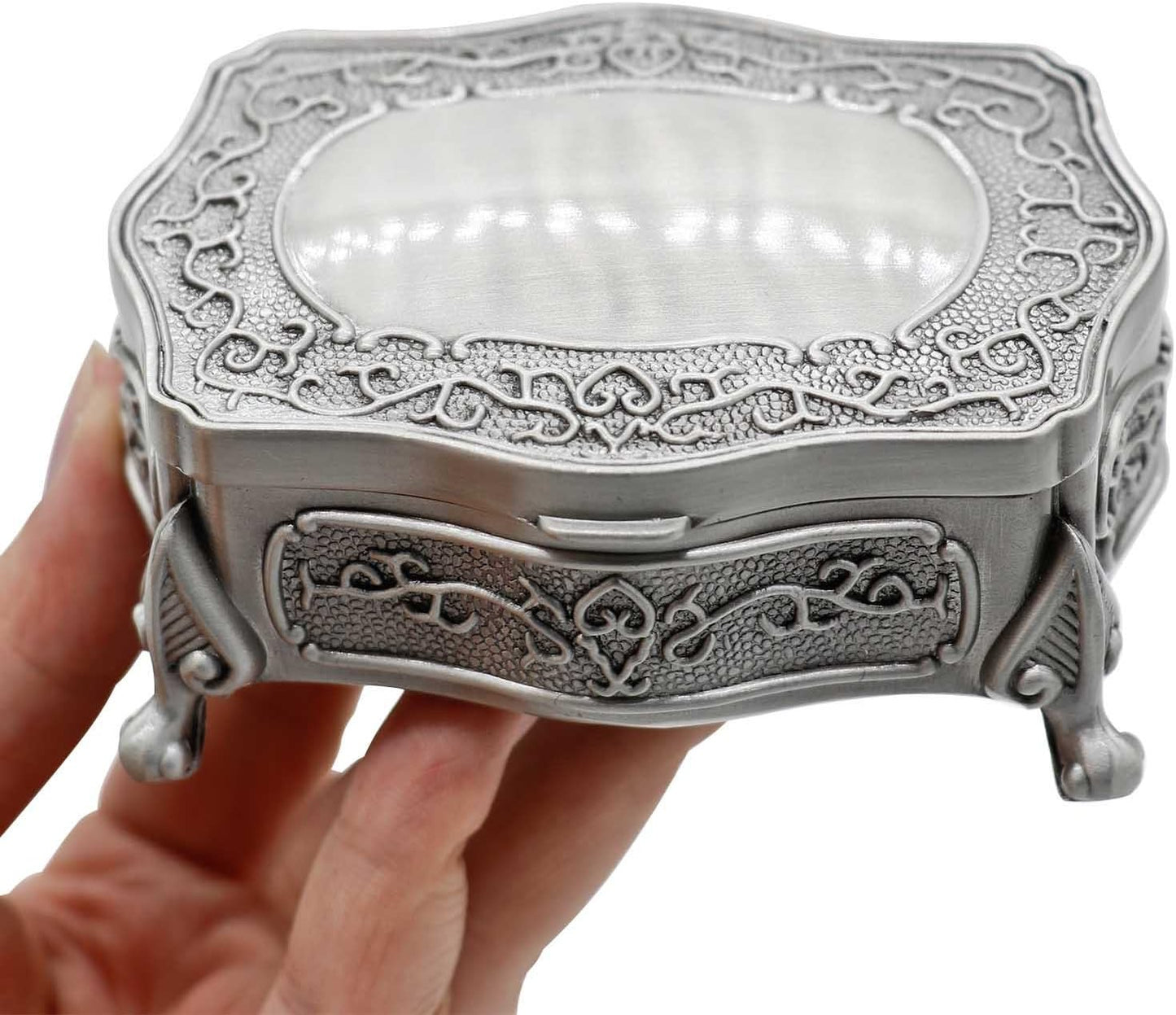 Rectangle Vintage Metal Jewelry Box Trinket Gift Box Chest Ring Case for Girls / Square / Small