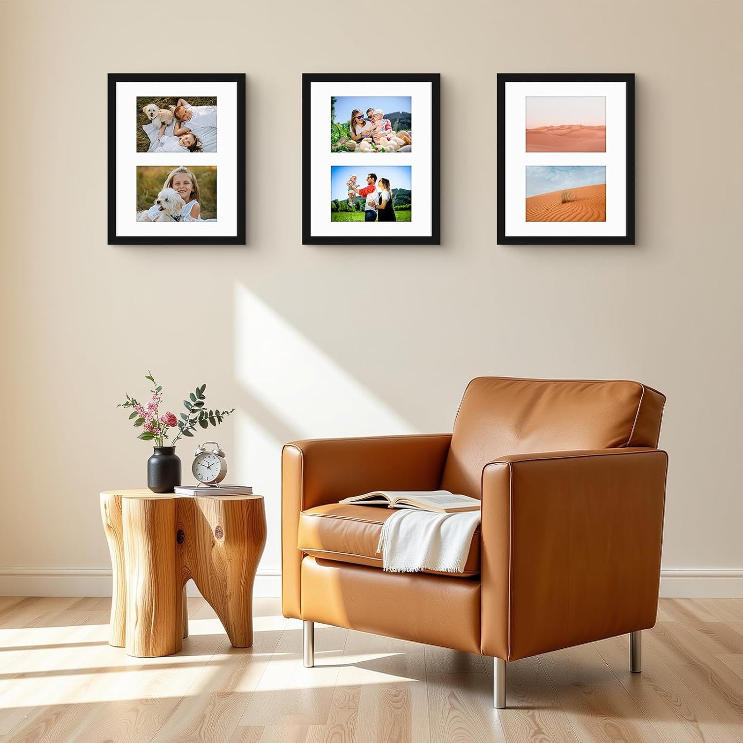Golden State Art 11x14 Black Wood Frame - for Two 5x7 Pictures, 2 Pack | Matted to Double 5x7 Picture,Solid Wood
